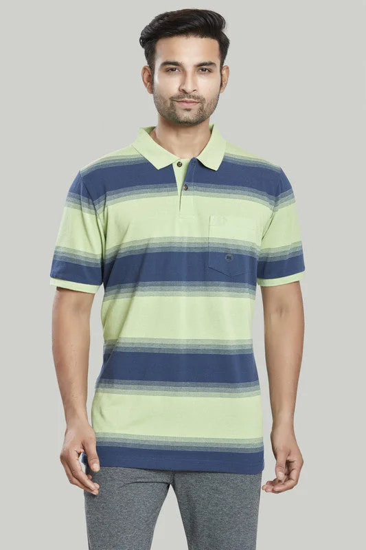 Men's budget - friendly basic polo shirts in multiple colorsStripe Pique Polo
