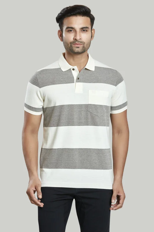 Men's jacquard woven polo shirts with intricate designsStripe Jacquard Polo