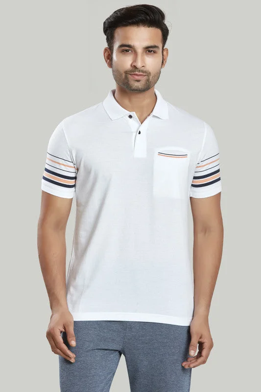 Men's long sleeve classic fit polo shirts with embroidered logosStripe Jersey Polo