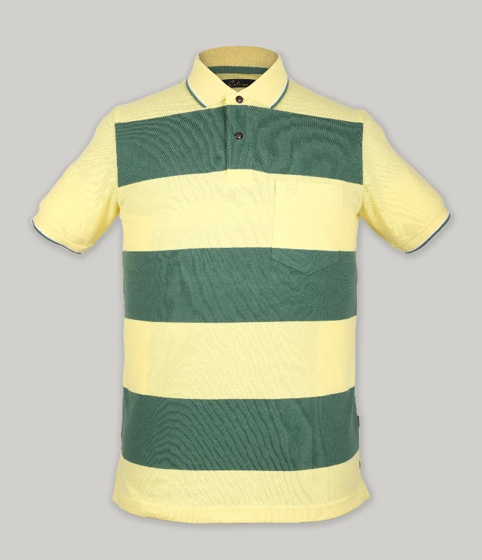 Men's two - tone stripe polo shirts with a preppy styleStripe Pique Polo
