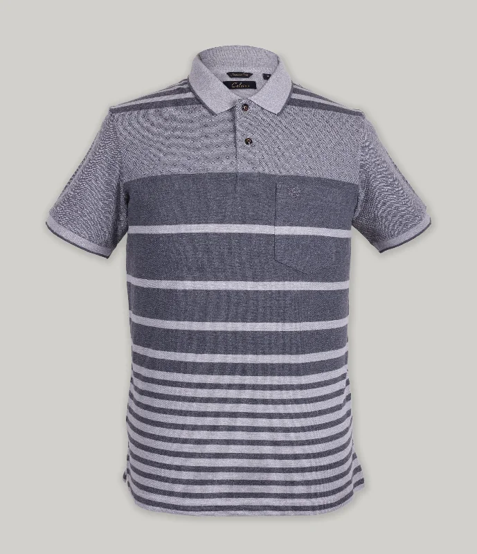 Men's breathable cotton blend polo shirts for summer outingsStripe Pique Polo