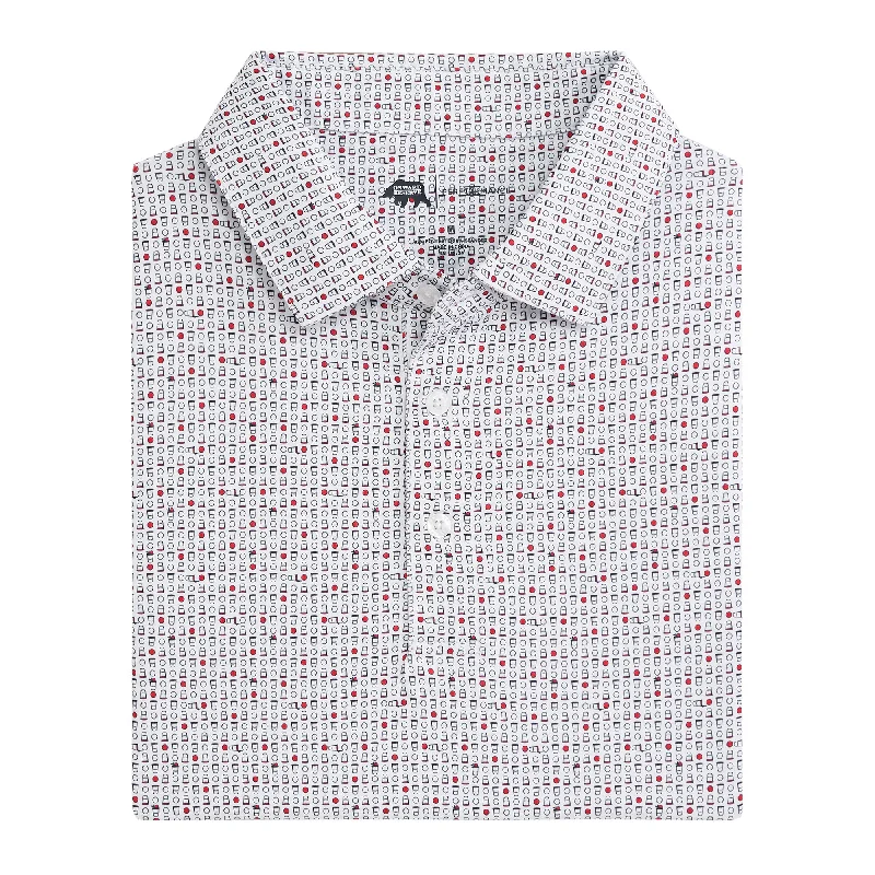 Men's luxury cashmere blend polo shirts in solid colorsTailgate Games Printed Performance Polo - Red Men's luxury cashmere blend polo shirts in solid colorsTailgate Games Printed Performance Polo - Red