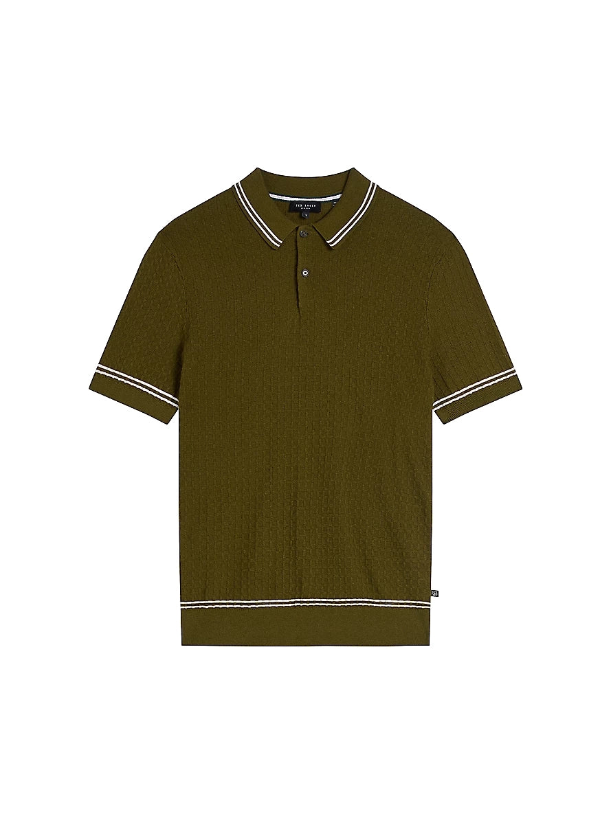 Men's high - collar polo shirts with a modern twistTed Baker Maytain SS Polo Olive Men's high - collar polo shirts with a modern twistTed Baker Maytain SS Polo Olive