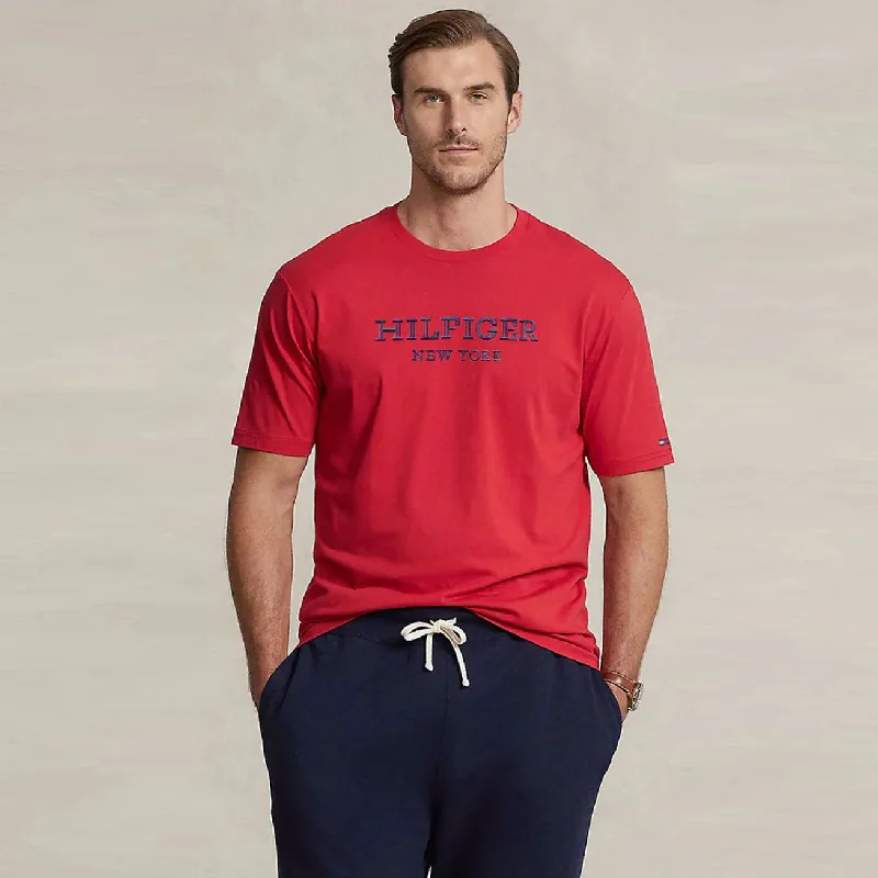 Men's plus size golf polo shirts in moisture wicking fabricTM - Men 'Red' Hilfiger New York Embroidered Logo T-Shirt TM771 Men's plus size golf polo shirts in moisture wicking fabricTM - Men 'Red' Hilfiger New York Embroidered Logo T-Shirt TM771