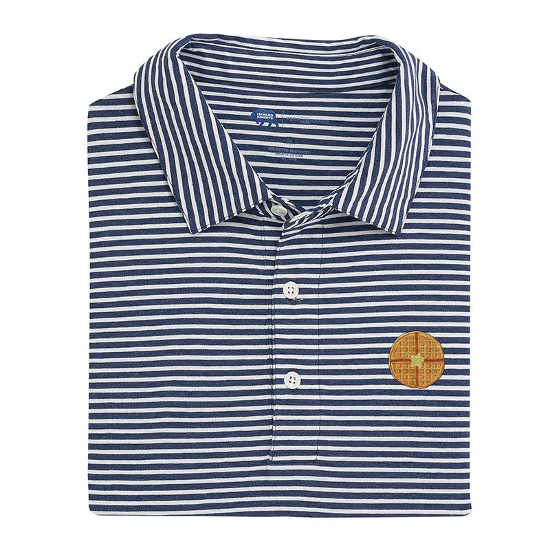 Men's lightweight performance polo shirts for tennis matchesWaffle Icon Row Stripe Icon Polo - Classic Navy Men's lightweight performance polo shirts for tennis matchesWaffle Icon Row Stripe Icon Polo - Classic Navy