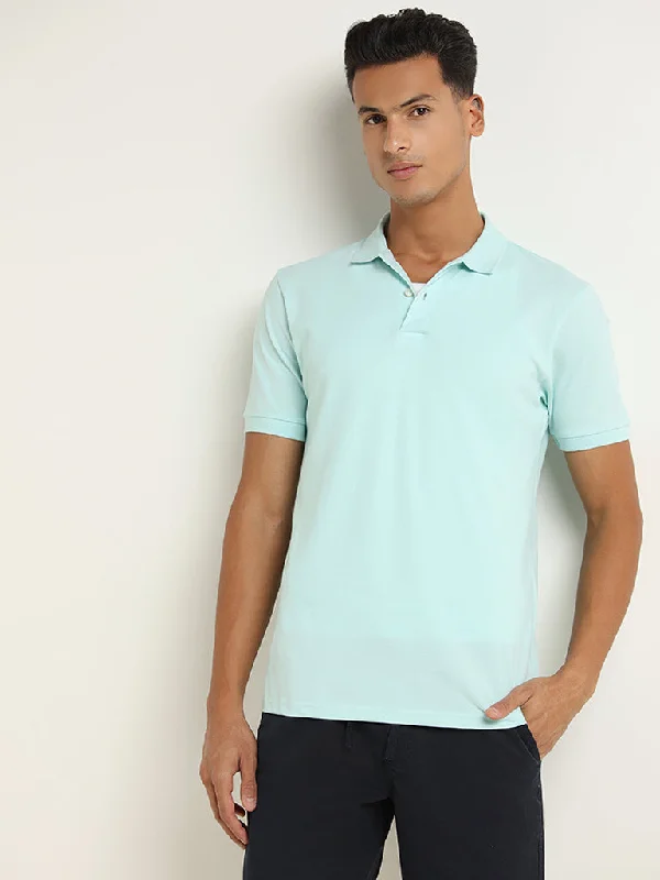 Men's jacquard woven polo shirts with intricate designsWES Casuals Aqua Cotton Blend Slim Fit Polo T-Shirt Men's jacquard woven polo shirts with intricate designsWES Casuals Aqua Cotton Blend Slim Fit Polo T-Shirt