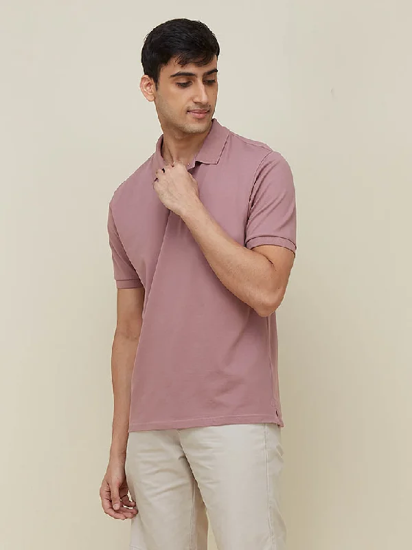 Men's reversible polo shirts with two different looksWES Casuals Dull Pink Cotton Blend Relaxed Fit Polo T-Shirt Men's reversible polo shirts with two different looksWES Casuals Dull Pink Cotton Blend Relaxed Fit Polo T-Shirt