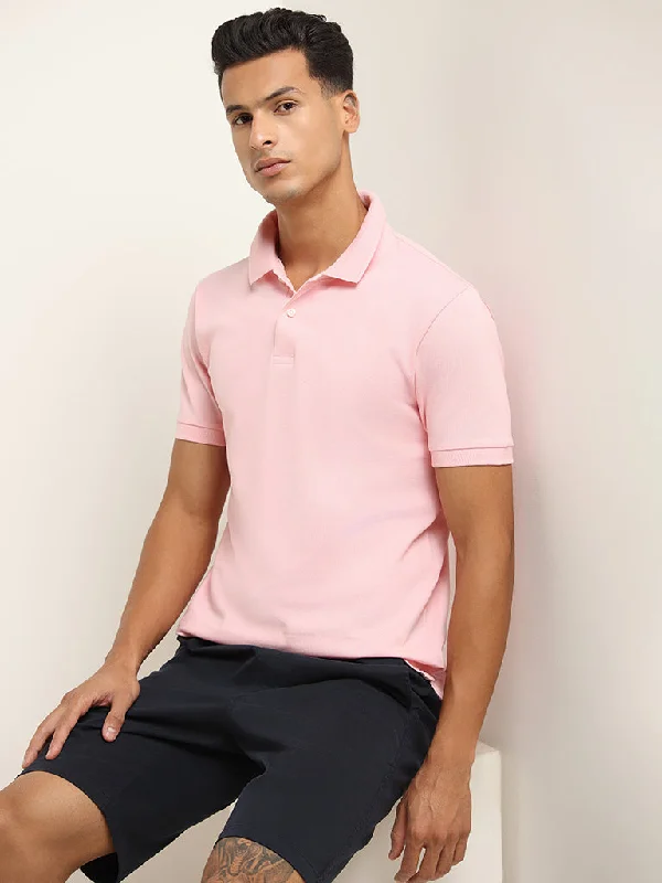 Men's antimicrobial polo shirts for odor - free daily wearWES Casuals Light Pink Cotton Blend Slim-Fit Polo T-Shirt Men's antimicrobial polo shirts for odor - free daily wearWES Casuals Light Pink Cotton Blend Slim-Fit Polo T-Shirt