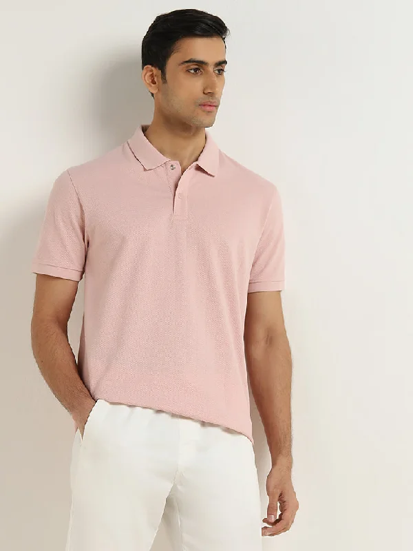 Men's luxury cashmere blend polo shirts in solid colorsWES Casuals Pink Striped Relaxed-Fit Polo T-Shirt Men's luxury cashmere blend polo shirts in solid colorsWES Casuals Pink Striped Relaxed-Fit Polo T-Shirt