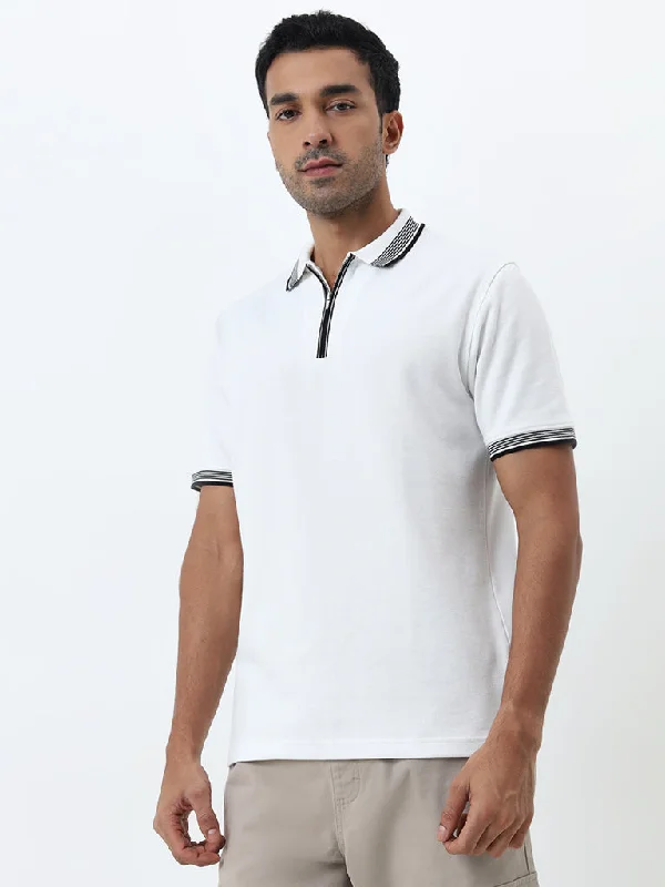 Men's color - block polo shirts with a bold fashion statementWES Casuals White Relaxed-Fit Polo T-Shirt Men's color - block polo shirts with a bold fashion statementWES Casuals White Relaxed-Fit Polo T-Shirt