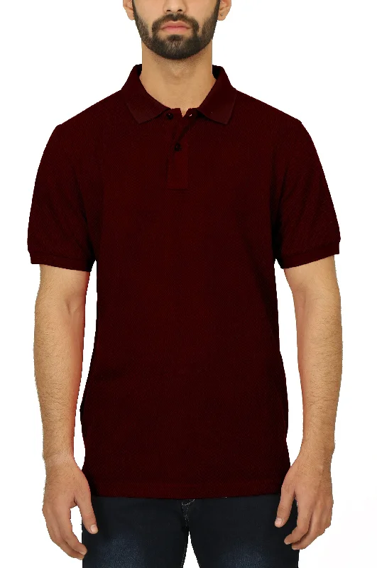 Men's long sleeve classic fit polo shirts with embroidered logosWINE