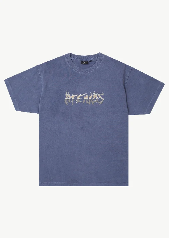 Men's slim - fit graphic t - shirts with vintage rock band printsAFENDS Mens Scorched - Heavy Boxy Fit Tee - Washed Marlin Men's slim - fit graphic t - shirts with vintage rock band printsAFENDS Mens Scorched - Heavy Boxy Fit Tee - Washed Marlin