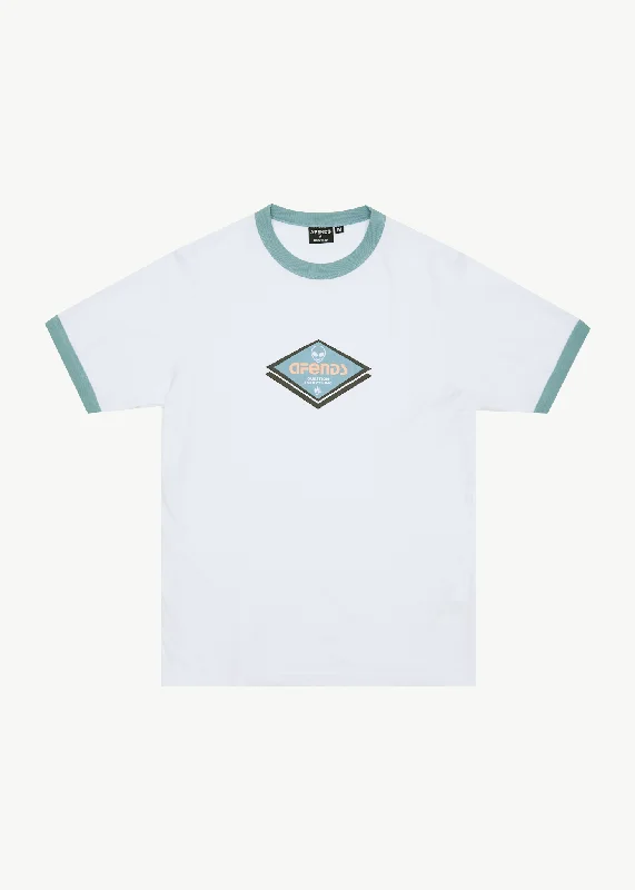 Men's ribbed t - shirts with a textured finish for added styleAFENDS Mens Tractorbeam - Ringer Tee - White Men's ribbed t - shirts with a textured finish for added styleAFENDS Mens Tractorbeam - Ringer Tee - White