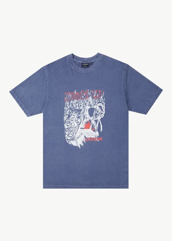 Men's mock - neck t - shirts with a modern and sleek styleAFENDS Mens Times Up - Retro Fit Tee - Washed Marlin Men's mock - neck t - shirts with a modern and sleek styleAFENDS Mens Times Up - Retro Fit Tee - Washed Marlin