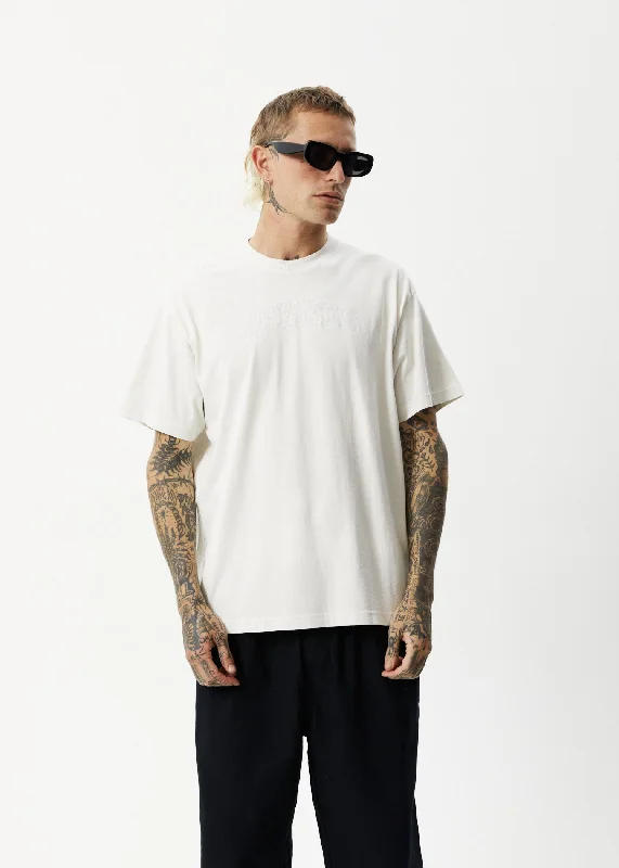 Men's distressed denim - look t - shirts with a rugged appealAFENDS Unlimited - Boxy Logo T-Shirt - Worn White Men's distressed denim - look t - shirts with a rugged appealAFENDS Unlimited - Boxy Logo T-Shirt - Worn White