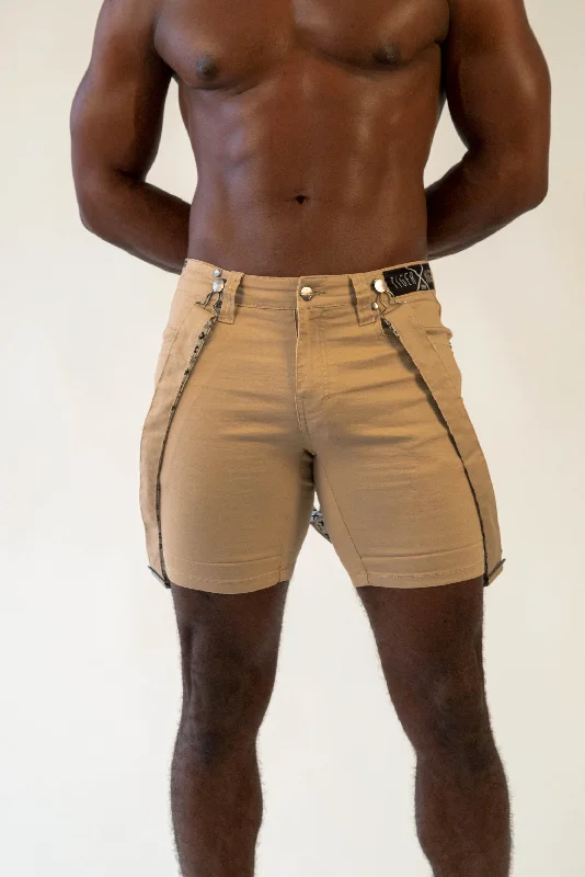 Men's distressed cotton shorts for a bohemian - inspired styleALEX Almond Short