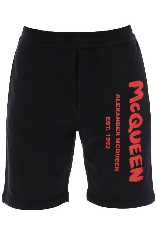 Men's high - waisted swim shorts with UPF protection for beach vacationsAlexander Mcqueen Men's Jersey Graffiti Sweatshorts Men's high - waisted swim shorts with UPF protection for beach vacationsAlexander Mcqueen Men's Jersey Graffiti Sweatshorts