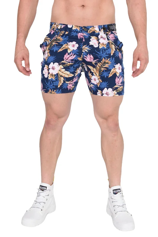 Men's camo print cargo shorts for outdoor adventuresTyrone Blue Hawaiian Short
