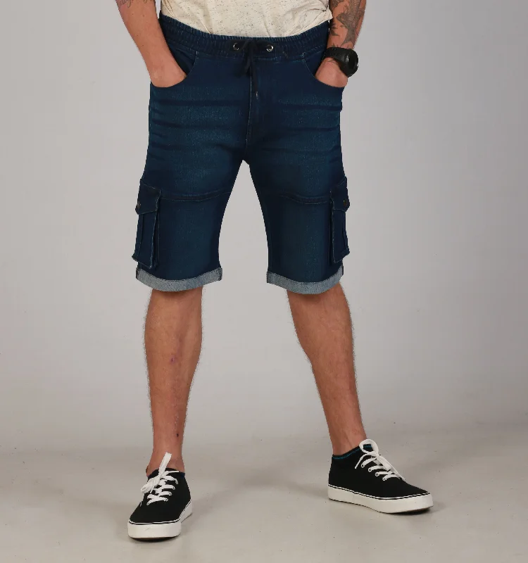 Men's flat - front chino shorts for semi - formal summer eventsCARGO DEN STRET KNIT-VIN BLUE Men's flat - front chino shorts for semi - formal summer eventsCARGO DEN STRET KNIT-VIN BLUE