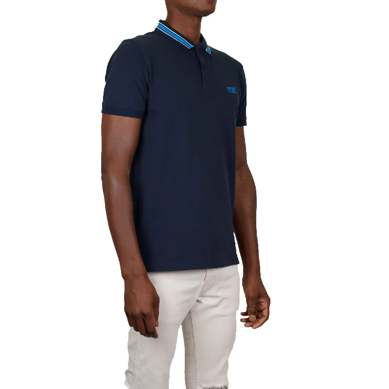 Men's button - front t - shirts with a unique artistic printCavalli Class Mens Blue Polo Men's button - front t - shirts with a unique artistic printCavalli Class Mens Blue Polo