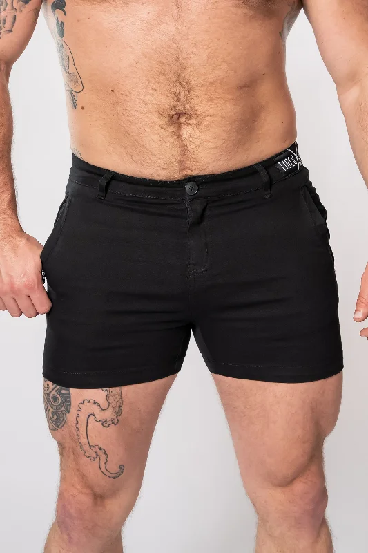 Men's side - stripe track shorts for a sporty running lookFINN Black Short