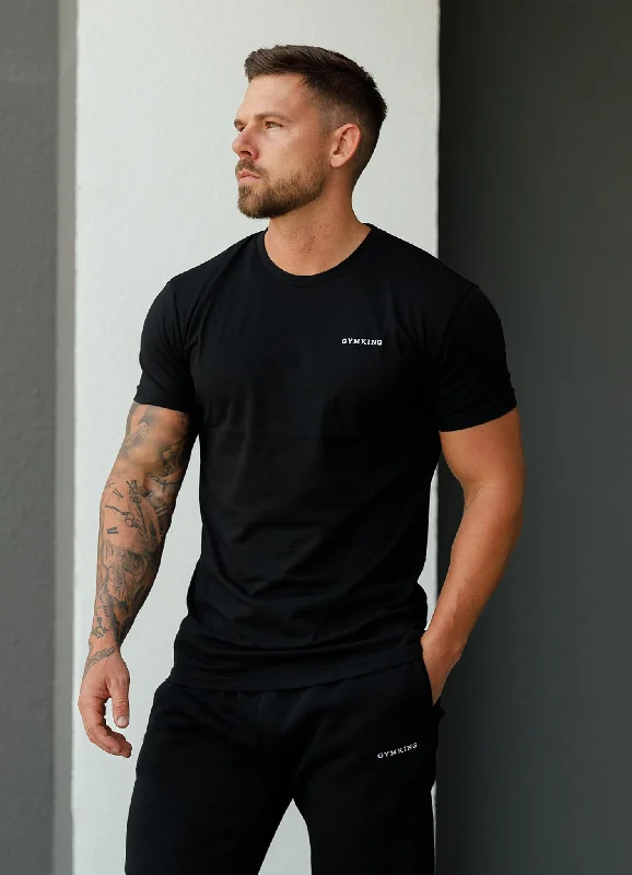 Men's eco - friendly recycled t - shirts for sustainable fashion choicesGym King Linear Fundamental Tee - Black Men's eco - friendly recycled t - shirts for sustainable fashion choicesGym King Linear Fundamental Tee - Black