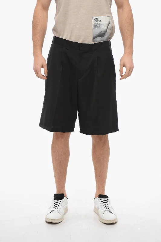 Men's distressed cotton shorts for a bohemian - inspired styleHevo Virgin Wool TORRELAPILLO Shorts with Front Pleats Men's distressed cotton shorts for a bohemian - inspired styleHevo Virgin Wool TORRELAPILLO Shorts with Front Pleats