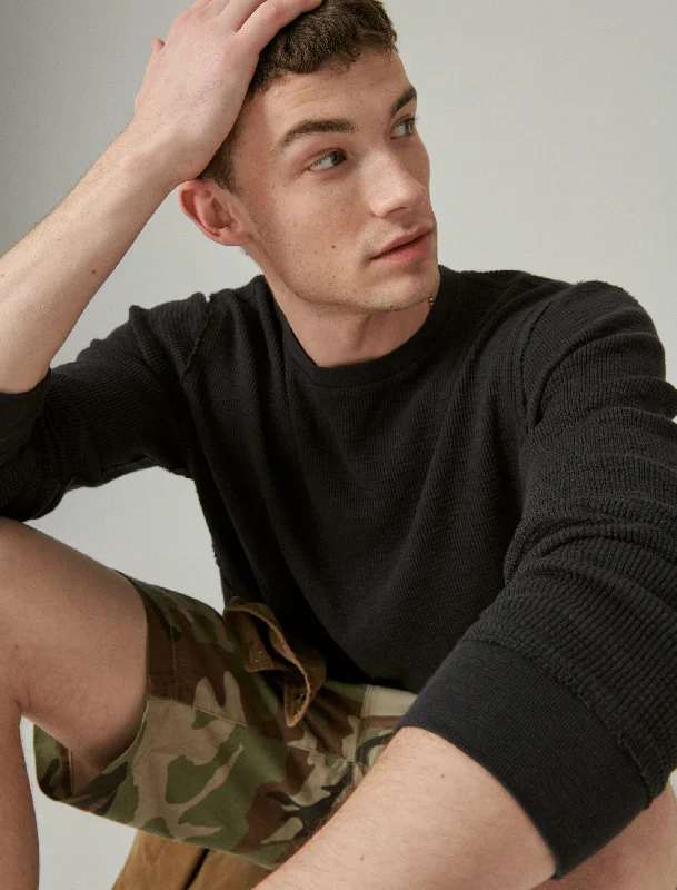 Men's eco - friendly recycled t - shirts for sustainable fashion choicesLucky Brand Men's Garment Dye Thermal Crew