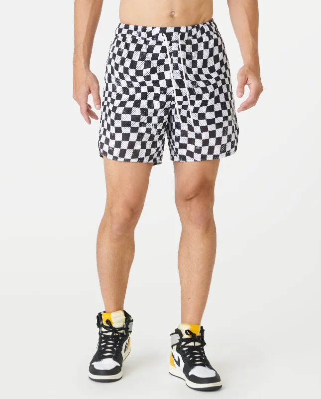 Men's side - stripe track shorts for a sporty running lookLuka Mesh Short Warped Checkers Men's side - stripe track shorts for a sporty running lookLuka Mesh Short Warped Checkers