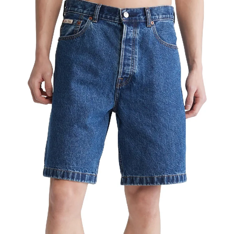 Men's pleated front twill shorts for a classic and sophisticated appearanceMens Logo Denim Denim Shorts Men's pleated front twill shorts for a classic and sophisticated appearanceMens Logo Denim Denim Shorts