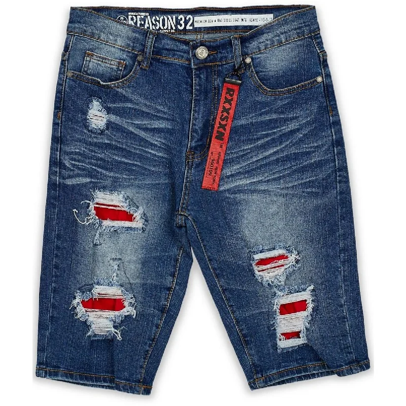 Men's elastic waistband lounge shorts for lazy weekends at homeMens Slim Fit Ripped Denim Shorts Men's elastic waistband lounge shorts for lazy weekends at homeMens Slim Fit Ripped Denim Shorts