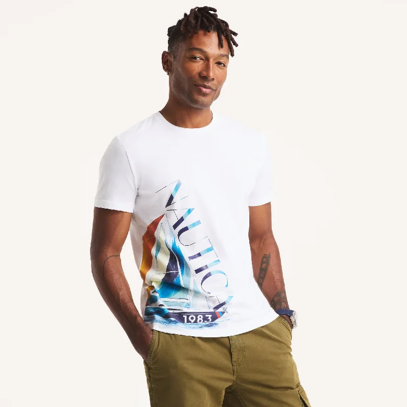 Men's lightweight performance t - shirts for running marathonsNautica Mens Foil Sailing 1983 Graphic T-Shirt Men's lightweight performance t - shirts for running marathonsNautica Mens Foil Sailing 1983 Graphic T-Shirt