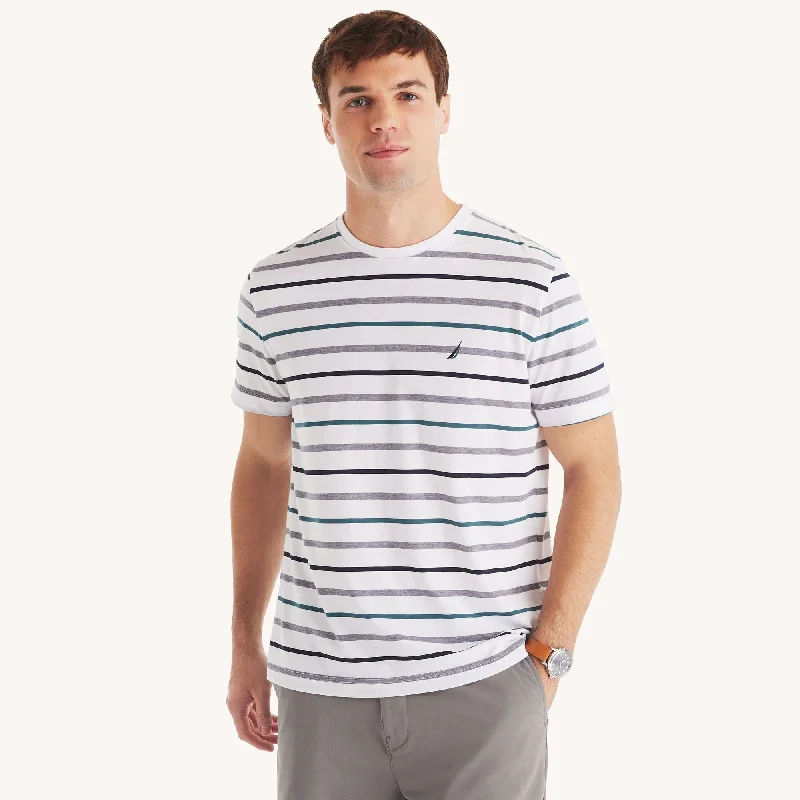 Men's organic cotton crew - neck t - shirts for everyday comfortNautica Mens Navtech Striped Crewneck T-Shirt Men's organic cotton crew - neck t - shirts for everyday comfortNautica Mens Navtech Striped Crewneck T-Shirt