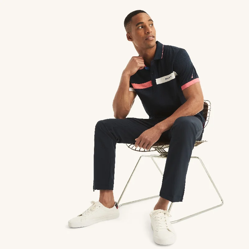 Men's short - sleeve linen t - shirts for summer beach outingsNautica Mens Navtech Sustainably Crafted Classic Fit Colorblock Polo Men's short - sleeve linen t - shirts for summer beach outingsNautica Mens Navtech Sustainably Crafted Classic Fit Colorblock Polo