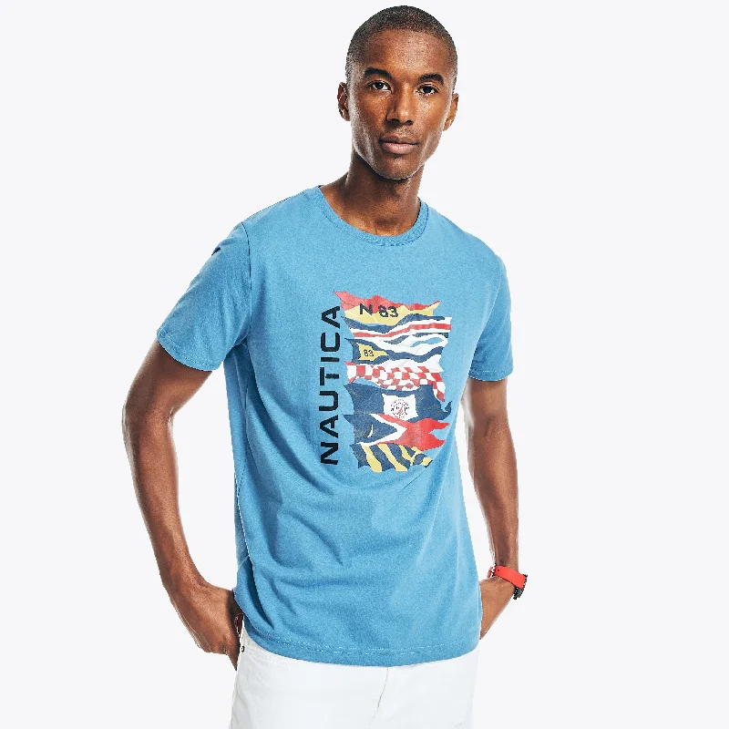 Men's thermal t - shirts with a high - neck design for cold weatherNautica Mens Sustainably Crafted Flag Graphic T-Shirt Men's thermal t - shirts with a high - neck design for cold weatherNautica Mens Sustainably Crafted Flag Graphic T-Shirt