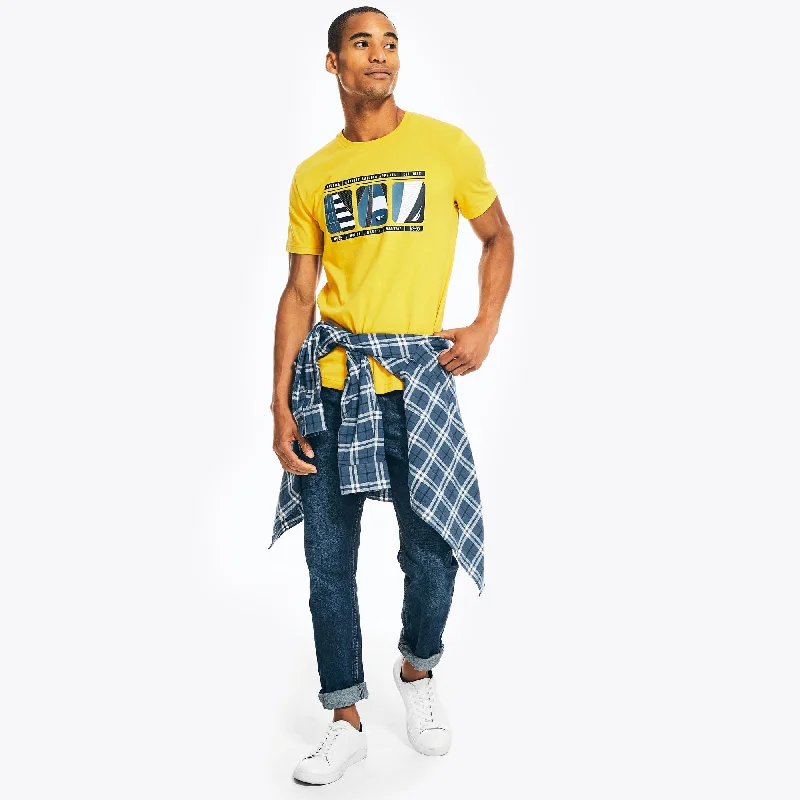 Men's lightweight performance t - shirts for running marathonsNautica Mens Sustainably Crafted Sailing Flags Graphic T-Shirt