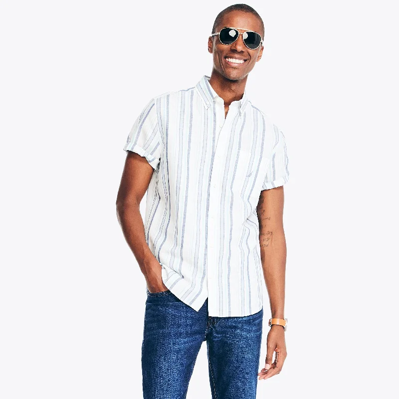 Men's antimicrobial t - shirts for odor - free freshness during travelNautica Mens Sustainably Crafted Striped Linen Short-Sleeve Shirt Men's antimicrobial t - shirts for odor - free freshness during travelNautica Mens Sustainably Crafted Striped Linen Short-Sleeve Shirt