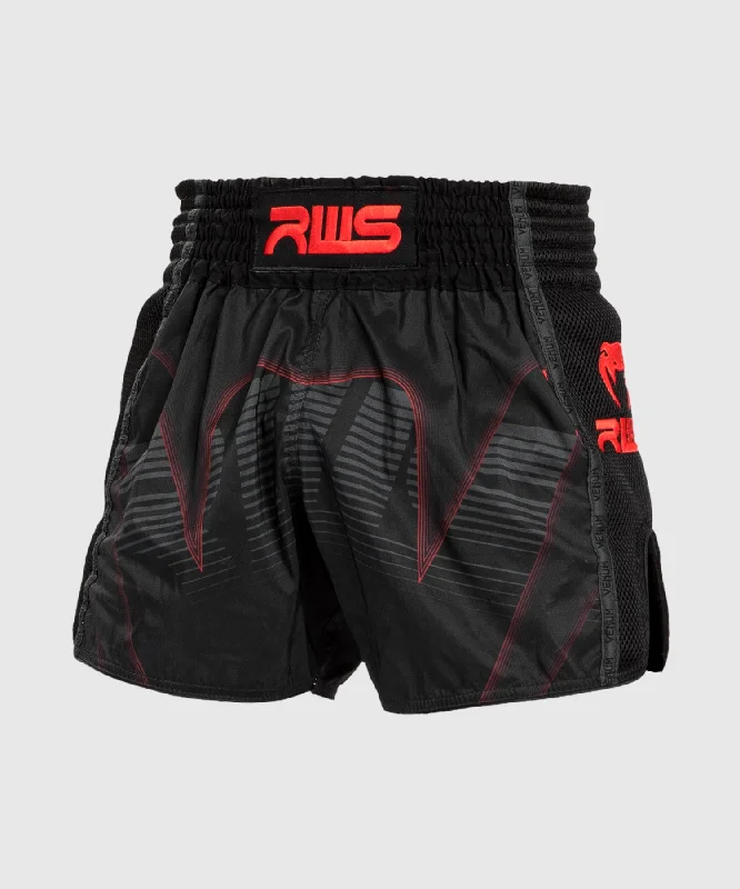 Men's pleated front twill shorts for a classic and sophisticated appearanceRWS x Venum Muay Thai Short - Black Men's pleated front twill shorts for a classic and sophisticated appearanceRWS x Venum Muay Thai Short - Black