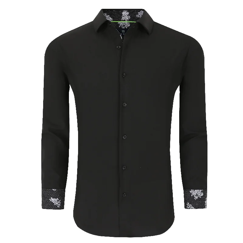 Men's thermal t - shirts with a high - neck design for cold weatherTom Baine Slim Fit Performance Long Sleeve Geometric Button Down Men's thermal t - shirts with a high - neck design for cold weatherTom Baine Slim Fit Performance Long Sleeve Geometric Button Down
