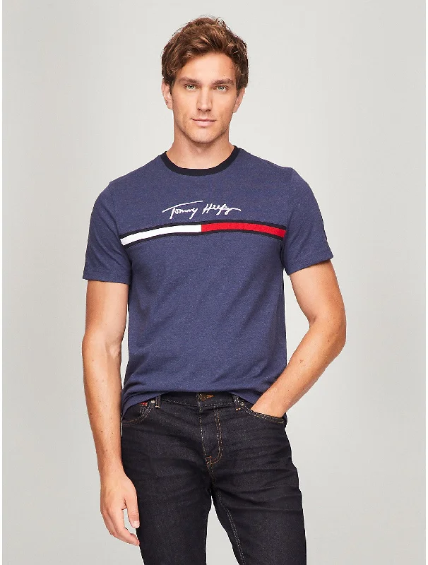 Men's eco - friendly recycled t - shirts for sustainable fashion choicesTommy Hilfiger Men's Hilfiger Signature Flag Logo T-Shirt Men's eco - friendly recycled t - shirts for sustainable fashion choicesTommy Hilfiger Men's Hilfiger Signature Flag Logo T-Shirt