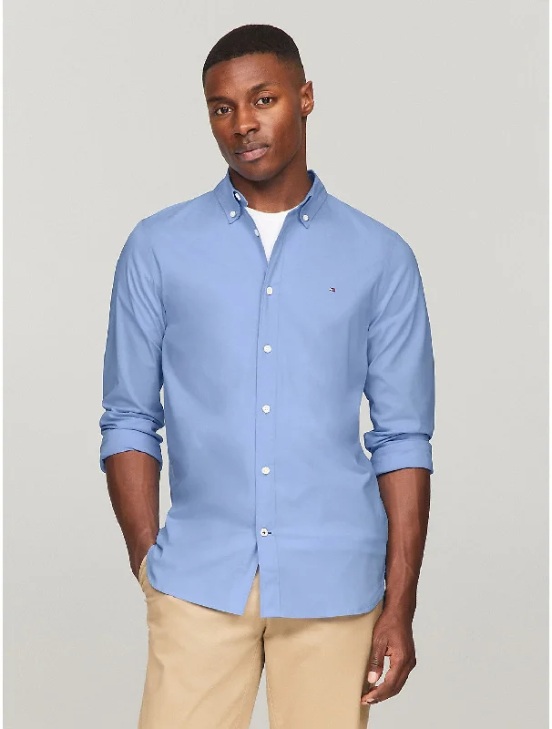 Men's long - sleeve henley t - shirts with button - down placketsTommy Hilfiger Men's THFlex Slim Fit Poplin Shirt Men's long - sleeve henley t - shirts with button - down placketsTommy Hilfiger Men's THFlex Slim Fit Poplin Shirt