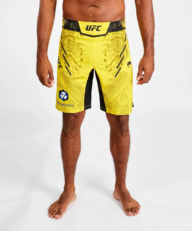 Men's side - stripe track shorts for a sporty running lookUFC Adrenaline by Venum Authentic Fight Night Men's Fight Short - Long Fit - Yellow Men's side - stripe track shorts for a sporty running lookUFC Adrenaline by Venum Authentic Fight Night Men's Fight Short - Long Fit - Yellow