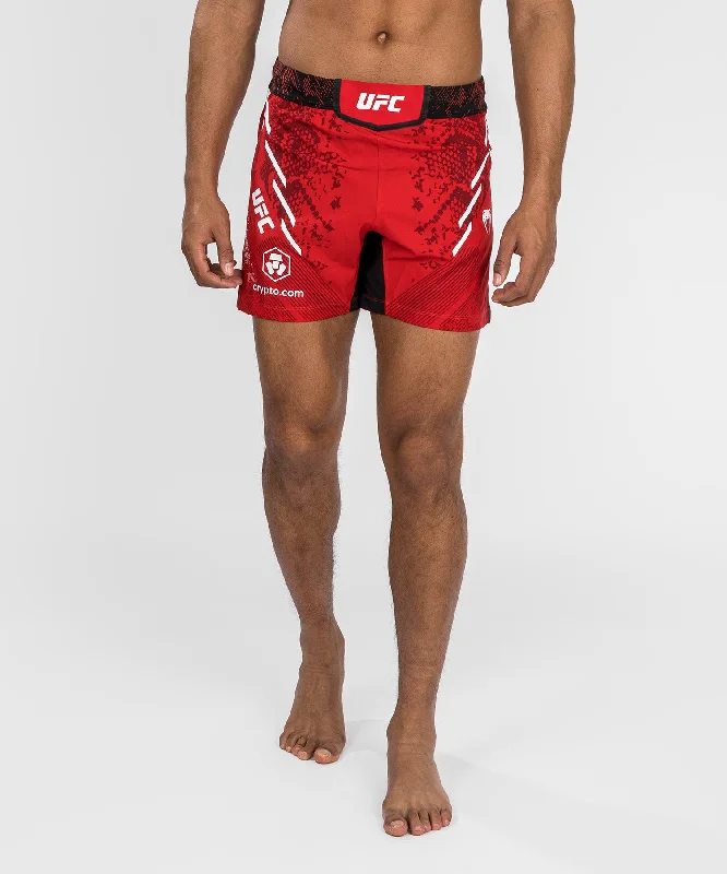 Men's zip - pocket canvas shorts for added functionality during travelUFC Adrenaline by Venum Authentic Fight Night Men's Fight Short - Short Fit - Red Men's zip - pocket canvas shorts for added functionality during travelUFC Adrenaline by Venum Authentic Fight Night Men's Fight Short - Short Fit - Red