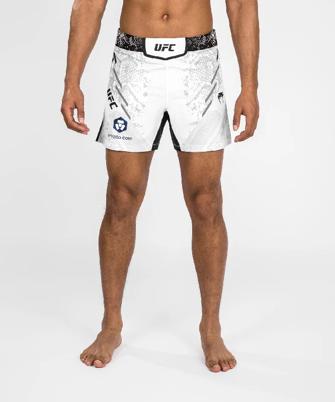 Men's drawstring casual linen shorts for a laid - back summer lookUFC Adrenaline by Venum Authentic Fight Night Men's Fight Short - Short Fit - White Men's drawstring casual linen shorts for a laid - back summer lookUFC Adrenaline by Venum Authentic Fight Night Men's Fight Short - Short Fit - White
