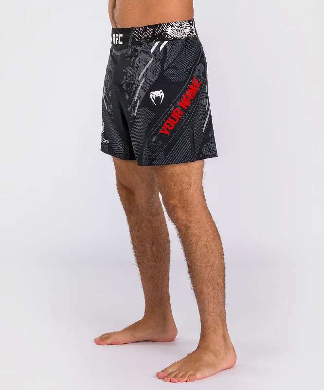 Men's drawstring casual linen shorts for a laid - back summer lookUFC Adrenaline by Venum Personalized Authentic Fight Night Men's Fight Short - Short Fit - Black Men's drawstring casual linen shorts for a laid - back summer lookUFC Adrenaline by Venum Personalized Authentic Fight Night Men's Fight Short - Short Fit - Black