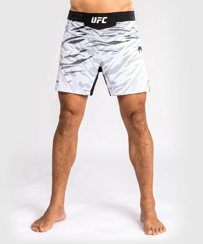 Men's drawstring casual linen shorts for a laid - back summer lookUFC Fusion by Venum Authentic Fight Night Men’s Fight Short - Short Fit - White Men's drawstring casual linen shorts for a laid - back summer lookUFC Fusion by Venum Authentic Fight Night Men’s Fight Short - Short Fit - White