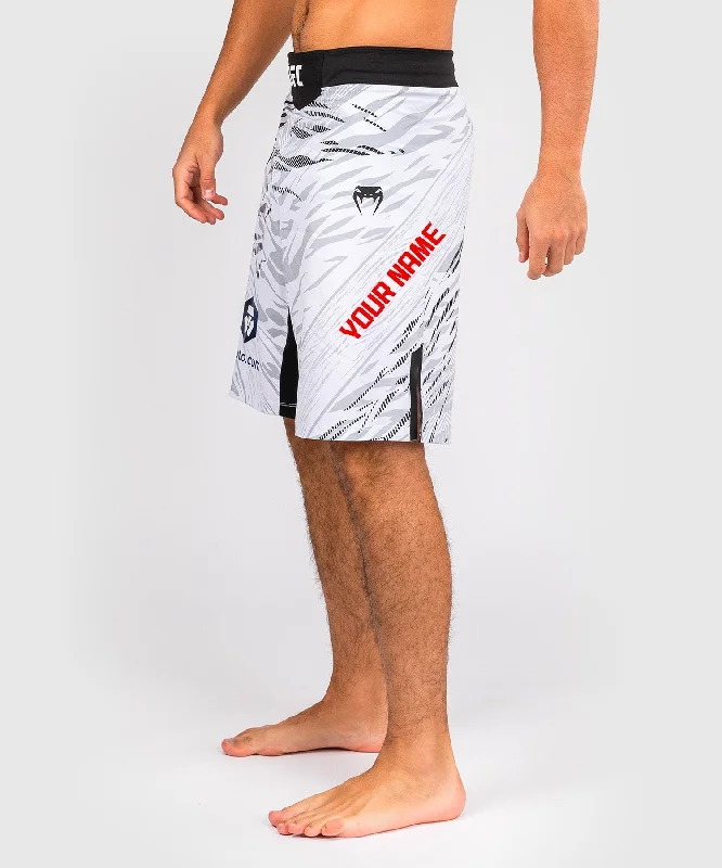 Men's pastel - colored cotton shorts for a spring - friendly outfitUFC Fusion by Venum Personalized Authentic Fight Night Men's Fight Short - Long Fit - White Men's pastel - colored cotton shorts for a spring - friendly outfitUFC Fusion by Venum Personalized Authentic Fight Night Men's Fight Short - Long Fit - White