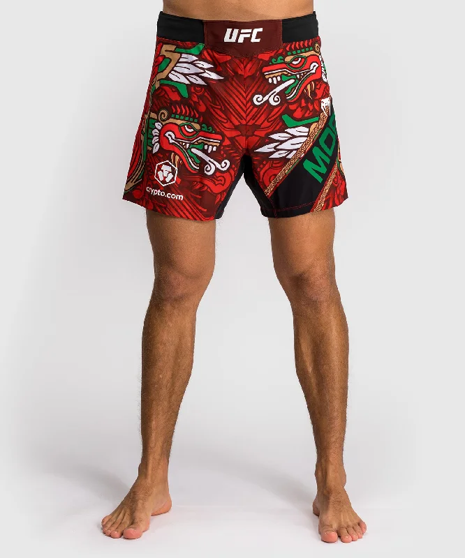 Men's plaid pattern wool blend shorts for a preppy fall styleUFC Unrivaled by Venum Brandon Moreno Men's Fight Short - Red