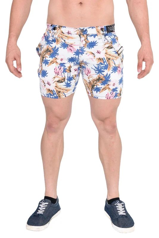 Men's pastel - colored cotton shorts for a spring - friendly outfitTaj White Hawaiian Short Men's pastel - colored cotton shorts for a spring - friendly outfitTaj White Hawaiian Short